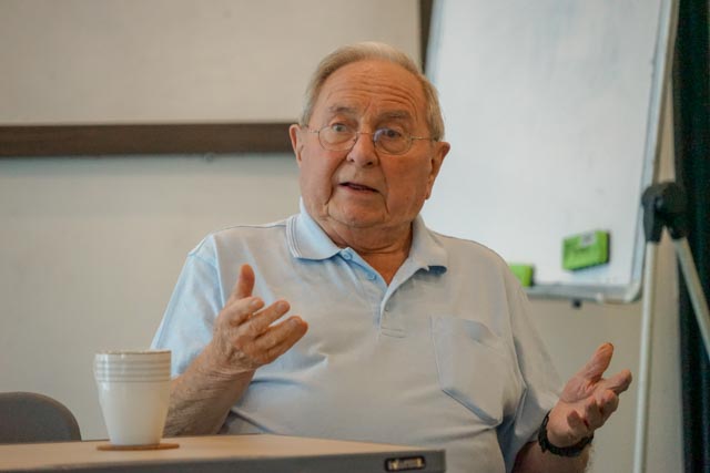 meet prof frank monks with noble academy team and students